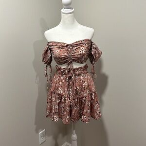 Floral crop top and skirt set